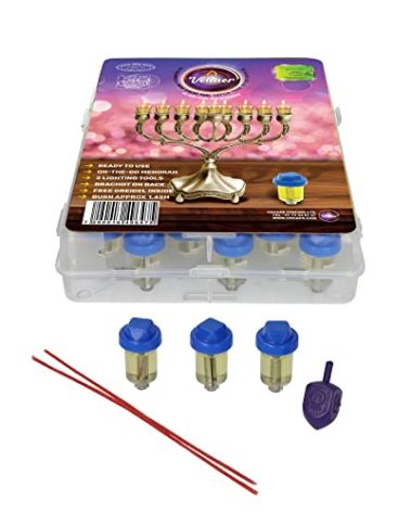 Vehaer 44 Prefilled Cups, 1.45 Burn, Hanukkah, Chanukah Oil, Olive Oil Ready to Use, Fits Most Menorah, FIts Candle Menorahs (Liquid Oil Small)