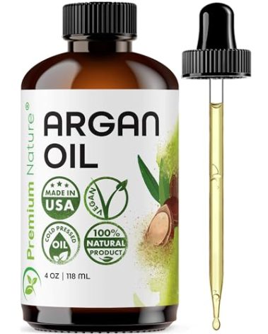 Premium Nature Argan Oil for Hair Virgin 100% Pure Cold Pressed Argon Oil Hair Serum For Hair Stimulate Growth for Dry and Damaged Hair Argan Oil for Skin Body Moisturizer Nails Protector 4 oz