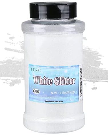 TORC White Fine Glitter 1 Pound 16 OZ Glitter Powder for Tumblers Resin Crafts Slime Cosmetic Nail Painting Festival Decoration