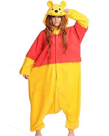 ZEALOVE Halloween Adult Pajamas Sleepwear Animal Cosplay Costume Adult Onesie Costume for Winnie Yellow