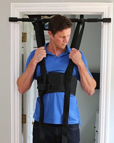 Sit and Decompress Back Stretcher 3 Minutes A Day Low Back Traction Therapy Spinal Decompression Inversion Table Alternative Safe for All Back Conditions (Large Harness No Bar)
