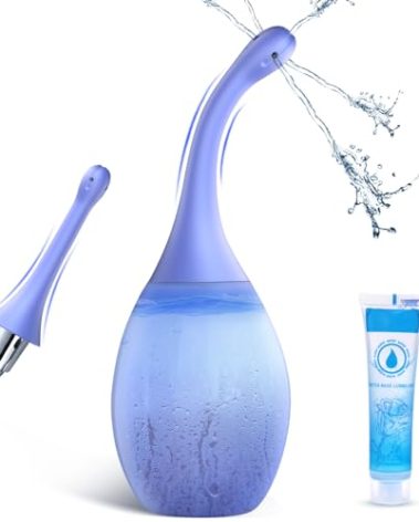 Enema Anal Douches for Men Women - Enema Bulb with Bendable Silicone Nozzles for Men Women Colon Cleanse, Anti Backflow Shower Douche Enema Kit with Lube, Anal Cleansing Feminine Care Douche Bottles
