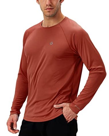 NAVISKIN Men's Sun Protection UPF 50+ UV Outdoor Long Sleeve Shirts Maroon Size M