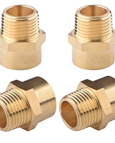 4 Pack 1/2" BSP to NPT Adapter, G 1/2 (BSP) Female Thread to US 1/2 NPT Male Thread Brass Pipe Fitting Converter Connector