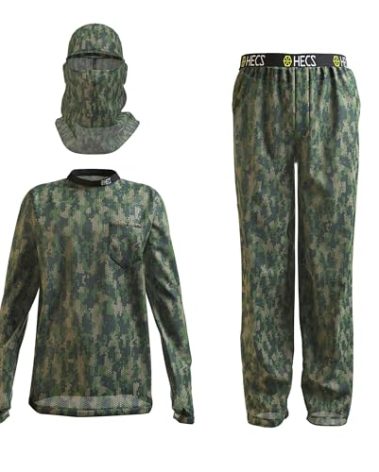 HECS HECSTYLE Lightweight System | Hunting Camo Suit with Bioelectric Shielding | Hunting Clothes for Men | Patented Technology | Mens Hunting Clothes - Large - Green
