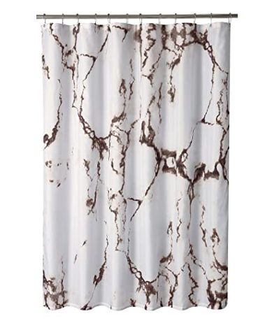 YOSTEV Marble Bathroom Shower Curtain,Brown and White Fabric Shower Curtain with Hooks,Unique 3D Printing,Decorative Bathroom Accessories,Water Proof,Reinforced Metal Grommets,Standard 72x72 Inches