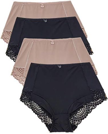 Barbra Lingerie Womens Briefs Underwear Tummy Control Panties S-Plus Size 4 Pack Girdle Panty (XL)