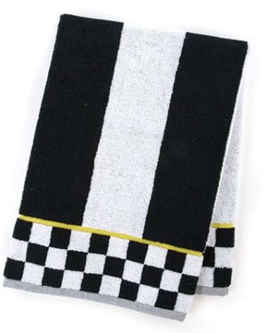 MACKENZIE-CHILDS Hand Towel, Cute Decorative Hand Towel for Bathroom and Kitchen, Black-and-White Courtly Stripe