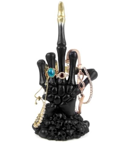 Mrlikale Gothic Skeleton Hand Form Jewelry Display Stand, Bracelet Watch Jewelry Ring Holder for Jewelry Room Home Decorations, Black(D)