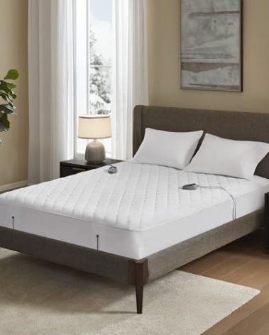 Beautyrest Cotton Heated Mattress Pad - Bed Warmer with 20 Heat Settings Controller, Auto Shut Off Timer, All Around Elastic Deep Pocket, UL Certified, Machine Washable, White King