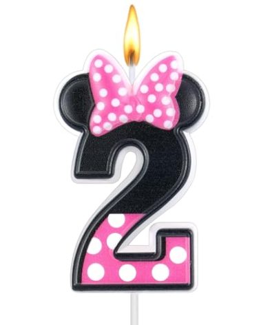 Mouse Cake Candles Pink Birthday Candle Topper Pink Bow Decorations Baby 1st 2nd 3rd Years Old Girls Birthday Party Decor (Pink Number 2)