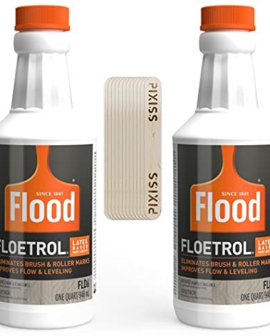 Floetrol Pouring Medium for Acrylic Paint | 1 Quart Bottles (2-Pack) | Flood Flotrol Additive | 20 Pixiss Wood Mixing Sticks Pouring Bundle