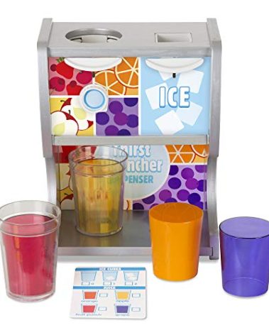 Melissa & Doug Thirst Quencher Wooden Drink Dispenser with Juice Inserts, Ice Cubes & Play Kitchen Accessories, Preschool Learning Toys for Girls & Boys 3+ - FSC Certified