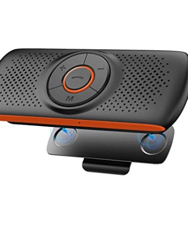 SKYBESS Car Bluetooth Speaker for Cell Phone, Portable Bluetooth Handsfree Car Kit Wireless in Car Speakerphone Music Player with Visor Clip, Supports Siri Google Assistant TF Card Playback