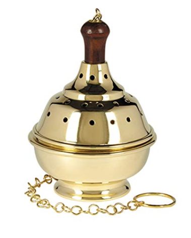 Sudbury Brass Round Single Chain Hanging Censer, 8 Inch