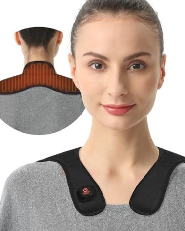 Auccipal Cordless Heating Pad for Neck, Portable Heating Pad Mini for Shoulder Pain Relief, Muscle Stiffness 3 Heating Levels, Gifts for Women Men (Black)