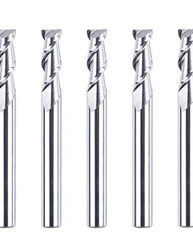 SpeTool 5Pcs Carbide CNC End Mills for Aluminum Machining 2 Flutes Upcut Router Bits 1/4 Inch Shank 2-1/2 Inch Overall Length