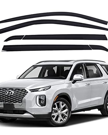 AUTOCLOVER Tape-On Rain Guards Window Visors 6 Pcs Set for Hyundai Palisade 2020 2021 2022 2023 2024 / Window Deflectors, Out-Channel Vent Shades (Smoked)
