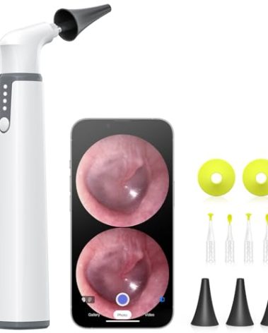 AnyScope Wireless Otoscope with Gyroscope, Ear Camera with Dual View, 3.9 mm Otoscope with Light, Ear Scope with Ear Wax Removal Tool for Kids, Adults, and Pets, Compatible with iPhone and Android