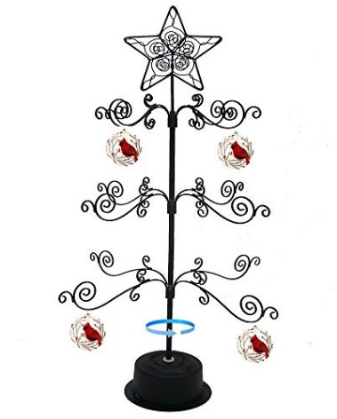 HOHIYA Metal Ornament Display Tree Stand Rotating Hanger 24 Inch Wire Hook Hanging for Halloween Christmas Balls Bauble Decorations Gift Craft Tabletop Taiwan Made Black
