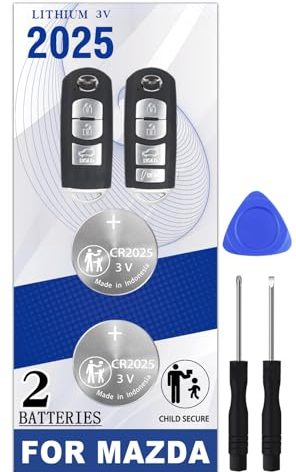 Pinochi Key Fob Replacement Batteries for Mazda (2009-2020) Mazda 3 6 CX-3 CX-5 CX-9 MX-5 Miata Yaris IA Scion Smart Remote (Check Fitment Guide)