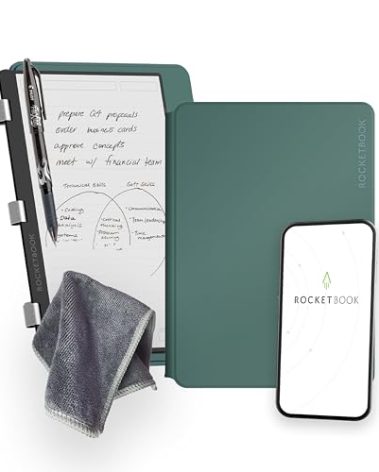 Rocketbook Pro 2.0 Reusable Professional Smart Notebook, Executive Size 7x9, Green - Lined & Dot Grid Pages, App-Connected, Erasable, Premium Cover, Ideal for Work Notes and Business Meetings