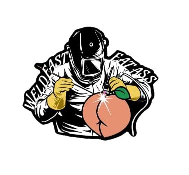 HTLiem Weld Fast Eat A** Waterproof Vinyl Sticker, Welder Sticker, Fitter, Blue Collar Decal, Funny Helmet Sticker for Men/Women, Hardhat Helmet Sticker, Tool Box Sticker