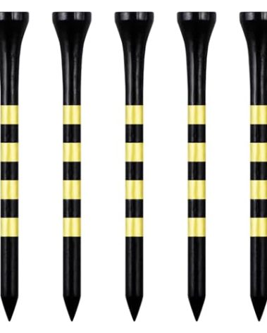 Zivisk Wooden Golf Tees 3-1/4 inch 100 Count, 3.25" Long Golf Wood Bamboo Tees - Black & Gold