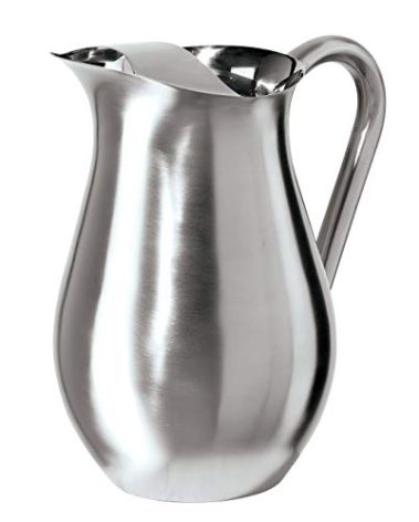 OGGI Stainless Steel Pitcher- Stainless Steel Water w/Ice Guard, Water Carafe, Great Metal Container for Entertaining, Ideal 68oz / 2 Lt Drink Pitcher