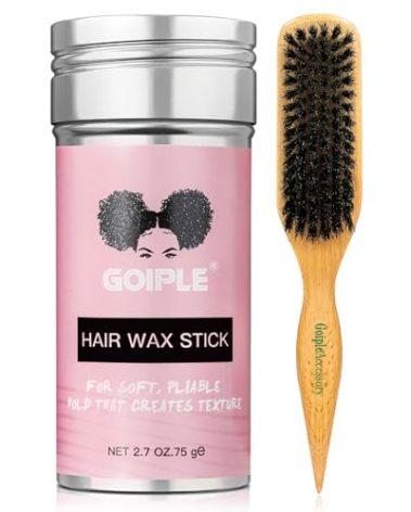 Slick Back Hair Brush & Wax Stick Set for Slick Back Hair – Teasing Boar Bristle Hair Brush for Sleek, Control, Flyaways & Baby Hairs – Wax Stick for Women Sectioning & Smoothing Ponytail Bun