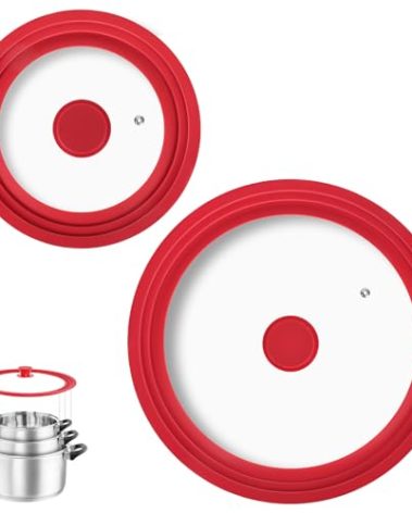 Universal Lids for Pots, Pans and Skillets Fits 7",8",9",10",11",12" Cookware, Replacement Pan Lid with Tempered Glass and Heat-Resistant Silicone Edge,Durable Frying Pan Cover