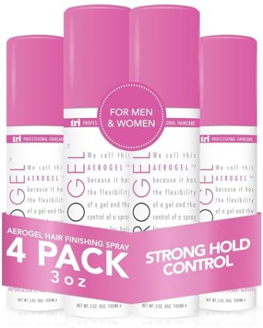 TRI Design Aerogel Hairspray - Strong Hold Hair Finishing Spray for Volumizing & Control, Flexible Styling for All Hair Types, Non-Sticky and Scented - For Women and Men - Travel Size Pack of 4 (3 Oz)