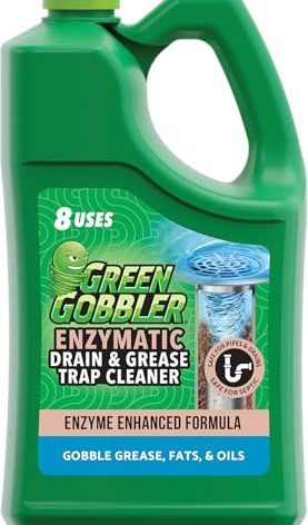 Green Gobbler Enzyme Drain Cleaner | Controls Foul Odors & Breaks Down Grease, Paper, Fat & Oil in Sewer Lines, Septic Tanks & Grease Traps | 1 Gallon