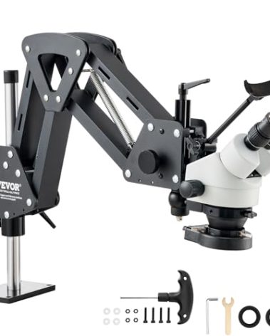 VEVOR Multi-Directional Microscope with Spring Bracket, 7X-45X Magnification Jewelry Microscope, Micro Jewelry Inlaid Stand with Integrated USB Ring LED Light, for Jewelers Inlay