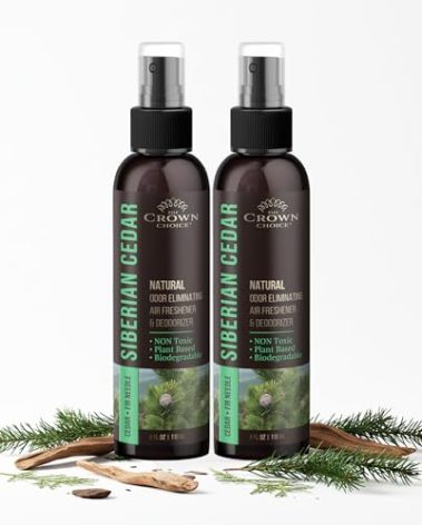 Non-Toxic Odor Eliminator,Natural Cedar Air Freshener Spray for Clothes Storage & Moth Repellent, Closet & Couch Deodorizer,Long Lasting Bathroom & Toilet Freshener,Safe for Kids & Pets,2PK, 4 Oz each