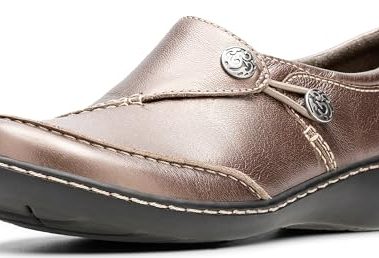 Clarks Women's Ashland Lane Q Slip-On Loafer, Pewter, 8