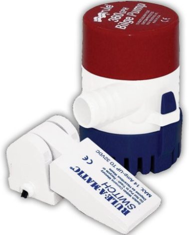 Rule 24-35A Marine Rule 360 Marine Bilge Pump with Mercury Free Rule-A-Matic Float Switch (360-GPH, 12-Volt),Red/White/Blue