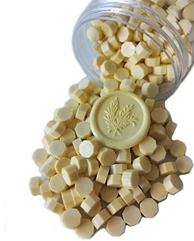 400 Pieces Sealing Wax Beads for Wax Seal Stamp, PORXFLY Beads Great for Wedding Invitations, Wine Packages,Cards Envelopes, Gift Wrapping (Light Yellow)