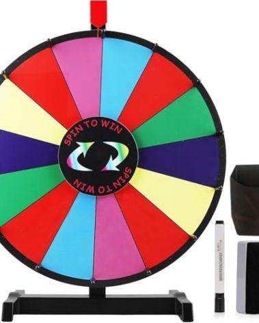 Hooomyai 24 Inch Tabletop Spinning Prize Wheel with 14 Slots Stable Base Stand Dry Erase Spin Wheel for Prizes Carnival with Dry Markers and Eraser for Trade Show