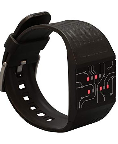 getDigital Binary Wrist Watch for Professionals with LED Lights - A Black Digital Clock That depicts The time as Binary Code