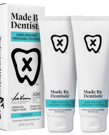 Made by Dentists Professional Enamel Rebuilding Toothpaste - 2 Pack - Remineralizing Nano Hydroxyapatite Toothpaste with Sodium Fluoride, ADA Approved, Vegan, 2 x 4.2oz