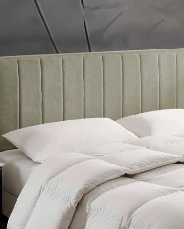 Upholstered King Headboard - Easy Assemble Channel Stitched Headboard King Size Bed - Wall Mounted Headboards with 3D Soundproof Wall Panels Peel & Stick Floating Headboards, Olive Green