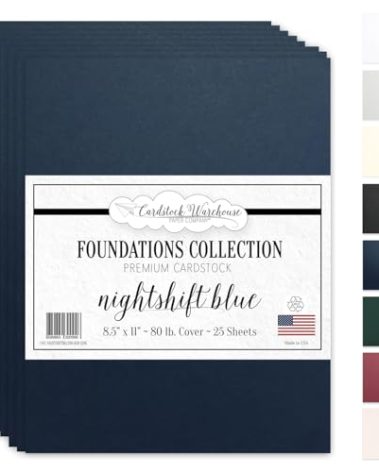Cardstock Warehouse Foundations 100% Recycled Nightshift Blue Cardstock Paper - 25 Sheets 8.5 x 11” 80 lb./215 GSM Premium Navy Blue Card stock for Die-cutting, Laser, Inkjet Printing & DIY Projects