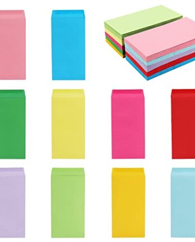 100 Pack Colorful Cash Envelopes 6.7x3.5 Fit for 100 Envelope Money Saving Challenge, 120 GSM Thick Money Envelopes for Cash, Budgeting, Check, Coin, Tickets, Jewelry, small items & collectables