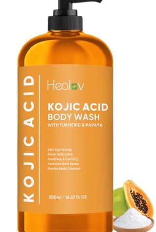 Healov Kojic Acid Soap for Hyperpigmentation – Skin Brightening Kojic Papaya Body Wash – Dark Spot Soap Reduces Acne, Scars, and Evens Tone – Turmeric Body Wash for Brighter Glowing Tone