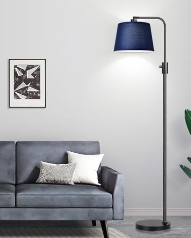 Nintiue 【Upgraded】 Dimmable Floor Lamp, 1000 Lumens LED Edison Bulb Included, Modern Arc Standing Tall Floor Lamp for Living Room Bedroom Office Dining Room - Blue
