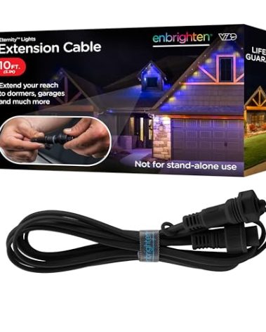 Enbrighten Vibe Eternity Light Extension Cord, 10ft, Not for Standalone Use, 50ft or 100ft Eternity Lights Needed, Extendable up to 200ft, 82734