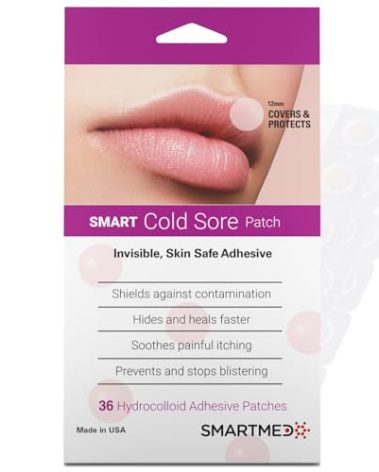 SMARTMED Smart Cold Sore Treatment Patch 36 ct | Soothe Itching and Burning | Discrete, Invisible, Skin Safe Adhesive