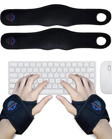 EXPOPROX-Wearable Wrist Rest Pads, 2 Pc. Set, Ergonomic Mouse and Keyboard Support Cushions to Reduce Joint Stress, Tension,Adjustable Fit with Padded Comfort.