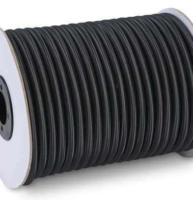 Marine Grade Bungee Cords Heavy Duty Outdoor - Bungee Cord Roll - 100% Stretch Elastic Cord and Absorbent Bungee Shock Cord for Kayak Deck, Camping, Crafting (3/8" x 100ft)